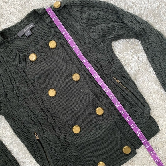 VNTG F21 Dark Grey Cable Knit Military Sweater - Picture 5 of 5